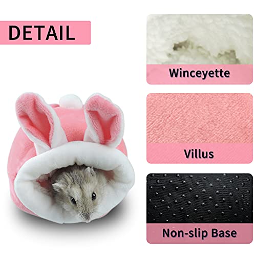 WishLotus Hamster Bed, Mini Soft and Warm Hamster House Cute Non-Slip Hamster Sleeping nest Small Animals Bedding House for Dwarf Hamsters, Mini Hedgehogs and Small Pets (Pink) - color: pink