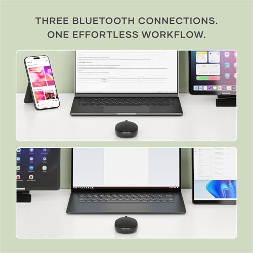 Satechi OntheGo Bluetooth Mouse, Connect Up to 3 Devices, for Laptop, Black | USB-C rechargeable battery, compact & portable, for laptop, computer, tablet - color: Black