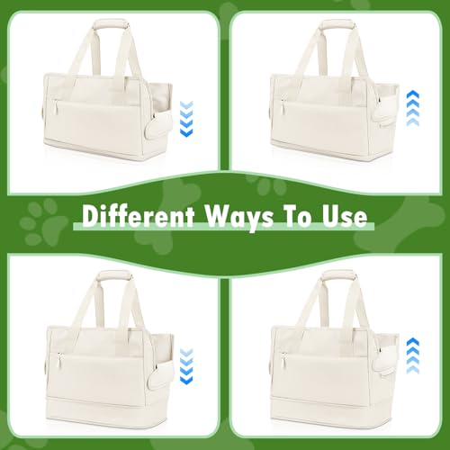 Dog Purse Carrier for Small Dogs Under 10 lbs Soft Sided Pad | Adjustable Velcro Side Pad, Extendable Bottom, Safety Leash Clip, Large Storage Pocket, Gray - color: Gray
