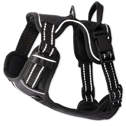 Pet Passion MAX - THE Hardy Reflective Harness, Black, X-Small - color: BLACK, size: X-Small (5-12 lbs)