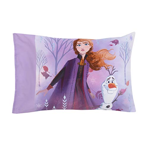 Disney Frozen 2 Lavender, Light Blue and Purple Forest Spirit 4 Piece Toddler Bed Set - Comforter, Fitted Bottom Sheet, Flat Top Sheet, Reversible Pillowcase - color: Disney Frozen 2