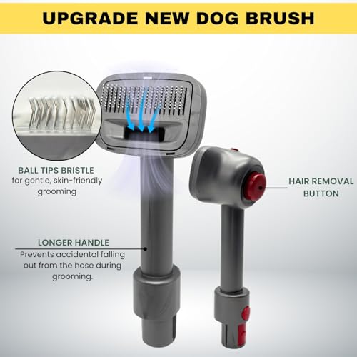Pet Hair Grooming Brush Vacuum Attachment for Dyson V7 V8 V10 V11 V15/V6 DC58 DC59, Compatible with Shark NV501/HV322/HV301 Miele 1-3/8'' & Small Shop Vacs 1.25" – Cat/Dog Grooming Brush
