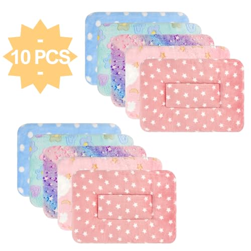 10PCS Guinea Pig Bed, Soft Rabbit Bedding, Fleece Bunny Mat | Warm Plush Cage Liner, Sleeping Blanket for Hamster Ferret Squirrel Hedgehog Rat - color: 06 - (10 Pcs)