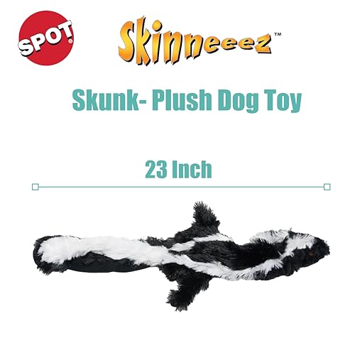 SPOT Skinneeez Skunk 23-Inch Stuffing-Free Plush Dog Toy – Realistic Design with 2 Squeakers – Durable, Soft Polyester for Medium & Large Dogs – Tug, Fetch & Shake Play – for Moderate Chewers - style: Skunk