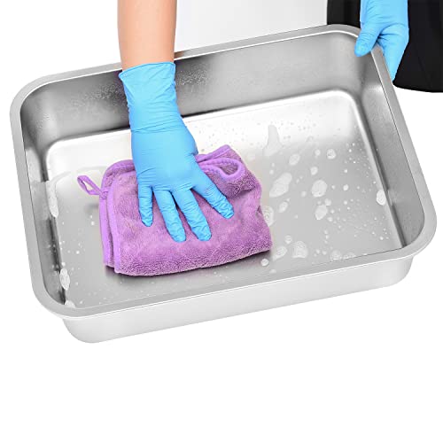 Kichwit Stainless Steel Cat Litter Box, Metal Cat Litter Pan, Kitten Litter Box Tray, Non Stick Smooth Surface (17.5" L x 13.5" W x 6" H) - size: 17.5" L x 13.5" W x 6" H (without Lid)