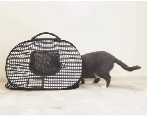 Necoichi Stress-Free Cat Travel Carrier Collapsible Gray White for 2 Cats, for Indoor Cats Small Medium Large Cats(Black)