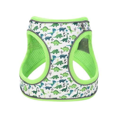 Step in Dog Harness No Pull Dinosaur Adjustable Soft Mesh Harness | Reflective Pet Vest Harness and Leash Set for Small Medium Dogs - color: Green, size: S(neck:10.5"-12",chest:13.5"-16")