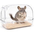 Large Chinchilla Dust Bath House, 11 in Clear Enclosed Hideout | Lift-Off Lid, Raised Rim And Wide Base, For Adult Chinchillas, Dust Baths And Enclosed Hideout Use