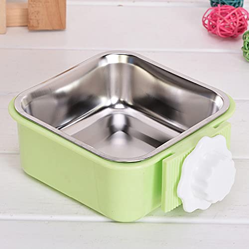 Crate Dog Bowl,Removable Stainless Steel Water Food Feeder Bowls Crate Coop Cup,Pet Cage Bowls with Bolt Holder for Cat, Puppy, Birds, Rats, Rabbits Small Animals ((Blue+Green) Square, Large) - color: (Blue+Green) Square, size: Large