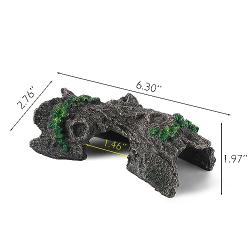 IBWell Aquarium Wood Fish Tank Decorations，Resin Fake Logs Terrarium DÉCor, Reptile Hide Aquarium Hideout for Fish Cave, Small Turtles, to 20 Gallon Tank - size: 6.3"*2.0"*8.9"
