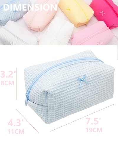 PAZIMIIK Cozy Makeup Bag for Women,Zipper Cosmetic Pouch,Waffle Blue | Soft Cosmetic Organizer for Makeup,Skincare,Toiletries,Daily Beauty Essentials,Purse,On-the-Go,Bridesmaid Gifts - color: Waffle Blue