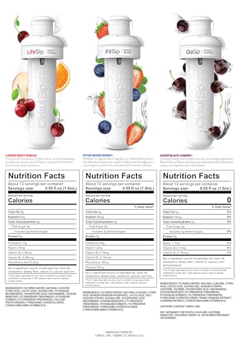 Cirkul 22oz. BPA-Free Plastic Water Bottle Starter Kit with Blue Lid, 3 Flavor Cartridges (1 LifeSip Fruit Punch, 1 FitSip Mixed Berry, 1 GoSip Black Cherry) Zero Calories and No Sugar - size: 22oz. Bottle + 3 Cartridges