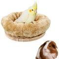 Bird Nest,1Pc Detachable Plush Parrot Hammock Bed,Winter Warm Bird House Snuggle Hut Birds Sleeping Bed Wood Perch for Budgies Cockatiel Conure Parakeet Hamster (Brown, Large) - color: Brown, size: Large