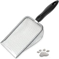 Cat Litter Scoop,Sturdy Litter Cleaner Corner Shovel,Stainless Steel Mesh Litter Shovel,Easy to Clean Reptile Terrarium Sand Waste,Beach Shovel(Black) - color: Black