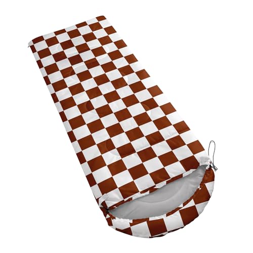 Sleeping Bags for Adults and Kids Backpacking Camping Sleeping Bags for Girls and Boys Lightweight Waterproof Cold/Warm Sleeping Bag for All Season - color: Brown and White Check