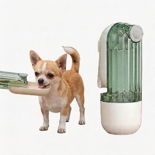 Portable Dog Water Bottle with Food Container, 2-in-1 Pet Water Dispenser & Travel Bowl, Leak-Proof Puppy Water Bottle for Small Dogs & Cats, Perfect for Walking, Hiking, Dog Mom Gifts（Green - color: green
