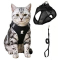 Cat Harness and Leash Escape Proof, Soft Breathable Mesh Kitty Walking Vest, Adjustable Step-in Kitten Harness Set with Reflective Strip for Small Cats - color: Black, size: Large