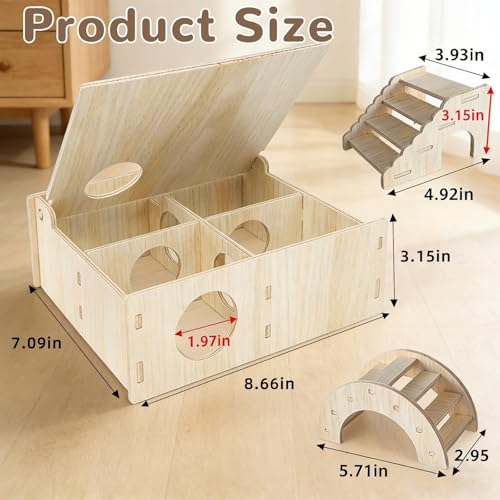 Kathson Multi-Chamber Hamster Tunnel House Maze: 2 Entrance 6 Rooms Hideout | Multichamber Hamster Hide with Cover,Mice House Tunnel Exploring Toy for Dwarf Hamsters, Gerbils,Small Animals - color: 4-Chamber Hamster Maze
