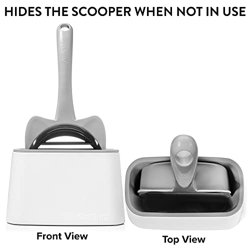 CatGuru Premium Cat Litter Scoop Holder – Heavy-Duty Scooper Storage Caddy, Scoop Stand for Kitty Litter Box, Fits Most Cat Litter Scoops (White) - color: White