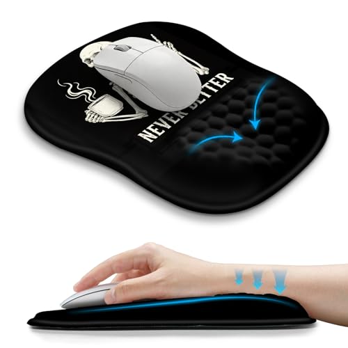 Hokafenle Ergonomic Wrist-Hugging Mouse Pad Wrist Support, U-Shaped Holding Wrist Rest Mousepad for Carpal Tunnel Pain Relief with Cushioned Memory Foam Slope Massage Bulge (10.2x8.3 in,Never Better) - color: Never Better