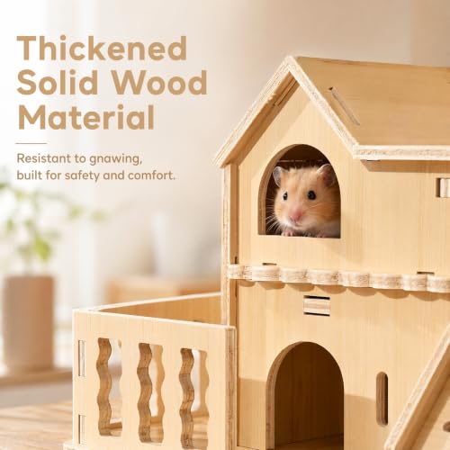 8-in-1 Small Acrylic Hamster Cage, 2-Tier Top Open with All Accessories | Clear 360 Viewing,18.5"x11.8"x14.6",Fits Dwarf Hamsters,Gerbils & Mice,Detachable Tray, Three-sided Ventilation.