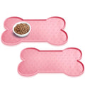 PWTAA Dog Food Mat Anti-Slip Silicone Dog Bowl Mat Thicker Pet Placemat Waterproof Cat Feeder Pad with Raised Edge Puppy Kitten Feeding Mats Suitable Small Medium-Sized Dogs Cats Eating Tray - 2PCS - color: Pink, size: 19.4" x 9.8"-2PCS