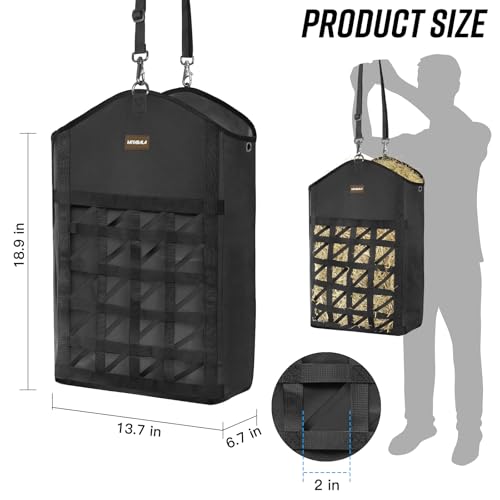 Ultra-Slow Feed Hay Bag for Horses, 3 Packs Hay Bags with Net Front Design,Wide Opening for Easy Filling,Two Types of Hanging for Feeding Goats, Sheep and Donkeys (3 Black) - color: 3 Black