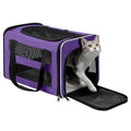 Cat Carrier Soft-Sided Travel Bag for Medium to Large Cat Over 15lbs | Small Puppy Dog Carry Crate 12 Pounds, Top Entry, Breathable Mesh, Pet Kitten Rabbit Cage Bag Transport Kennel Collapsible - color: Purple