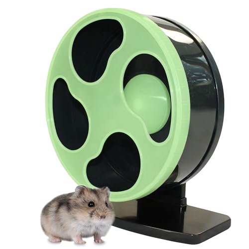 Moon Runner 9" Exercise Wheel for Hamsters - Super Silent Glow in The Dark Wheel with Adjustable Stand