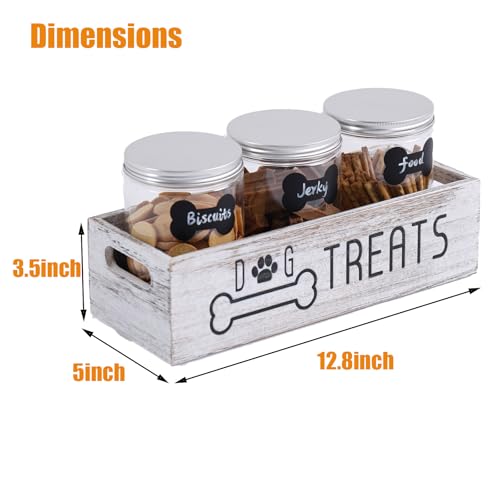 Dog Treat Container Cat Food Organizer Box with 3 Jars Personalized Pet Food Storage Containers Dog Treat Station Cat Treat Storage Farmhouse Decor Gift for Pet