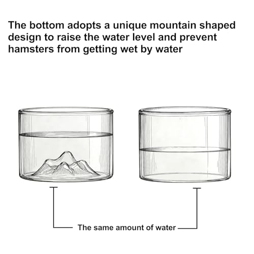 2 Pcs Hamster Feeding & Water Bowls, Glass Syrian Hamster Water Bottle Rat Food Bowl Anti Turning Small Animal Bowls for Gerbils Mice Rats (Clear) - color: Clear
