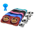 Hubulk Pet Dog Bowls 2 Stainless Steel Dog Bowl with No Spill Non-Skid Silicone Mat + Pet Food Scoop Water and Food Feeder Bowls for Feeding Small Medium Large Dogs Cats Puppies (Medium, Burgundy) - color: Burgundy, size: Medium