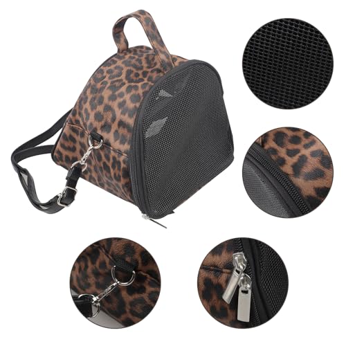 IPENNY Leopard Print Pet Carrier for Small Animals, Portable & Breathable Travel Handbag for Hamster, Sugar Glider, Hedgehog (7.3" L x 6.3" H x 3.1" W)