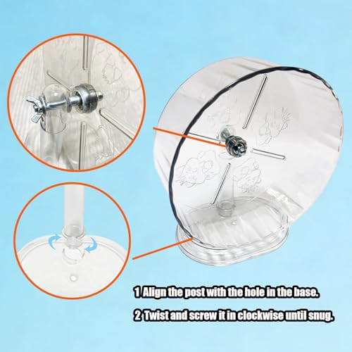 Hamster Silent Running Exercise Wheel for Small Animals, 9.5 inch | Anti-Skid, Adjustable Stand, Quiet Silent, Transparent Visible, Cage Mount, Gerbils, Rats, Mouse, Mice