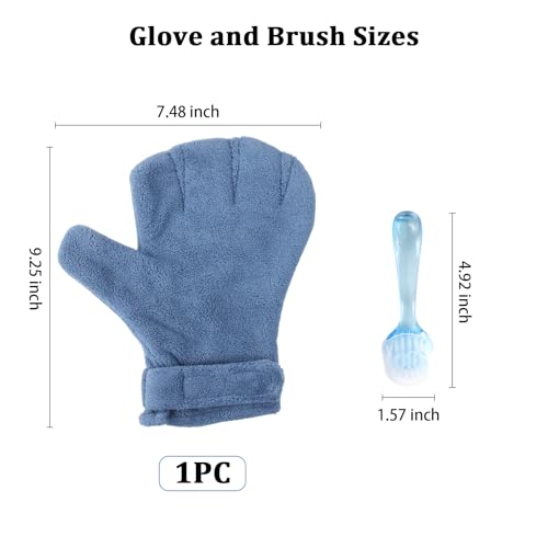 1 Pcs Hamster Bite Proof Glove and Grooming Brush Set, Adjustable Hamster Glove, Lid Soft Cleansing Brush Massage Combs, Guinea Pig Brush, Hamster Care Set for Hamsters, Ferrets, Hedgehogs (Blue) - color: Blue