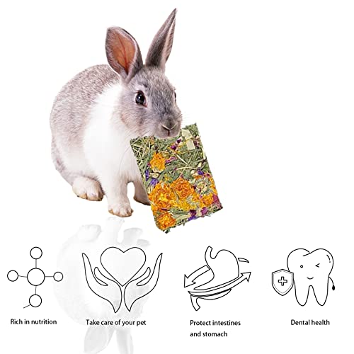 10 Pcs Rabbit Chew Toys for Teeth,Chinchilla Natural Timothy Hay Chips Treats Guinea Pig Floral Scent Snacks Treats Dental Health Chewable for Hamsters,Rabbits,Bunny,Chinchillas