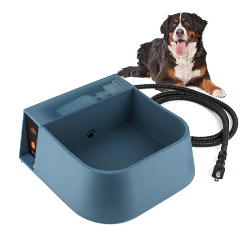 Automatic Heated Water Bowl for Dogs Cats, Outdoor Heated Dog Bowl with Auto Fill, 2L Winter Heating Waterer Provide Drinkable Water for Chickens, Rabbits, Birds, Goats, Feral Animal - size: 2L(Blue)