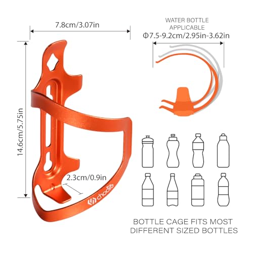 Chooee Mountain Bike Water Bottle Cage, Aluminum Bicycle Water Bottle Holder for Road Bikes Orange 2-Pack - color: Orange