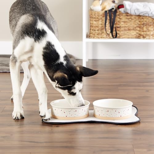 Bone Dry Ceramic Food Bowls, Non-Slip & Dishwasher Safe, Large Set, 7.5x2.4 Terrazzo - color: Terrazzo, size: Large Set, 7.5x2.4"