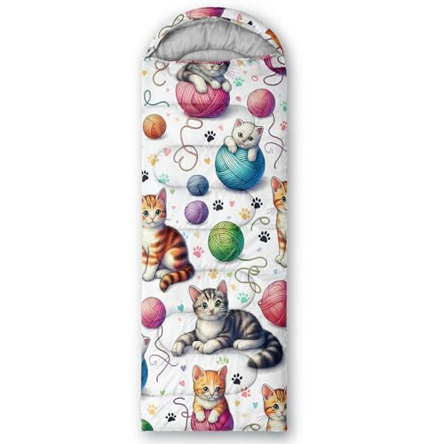 QOOMO Camping Sleeping Bags,3 Season Warm & Cool Weather,Lightweight,Waterproof Sleeping Bags for Adults & Kids,Traveling,and Outdoors,Camping Gear Equipment - color: cat