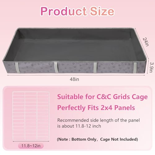 FunFurry Waterproof Guinea Pig Cage Liner,Washable Tarp Bottom Base,Cage Liners for Small Animals,Hamster Chinchilla Hedgehog Ferret Rabbit. (Dark Grey-Paw, 24" X 48") - color: Dark Grey-Paw, size: 24" X 48"