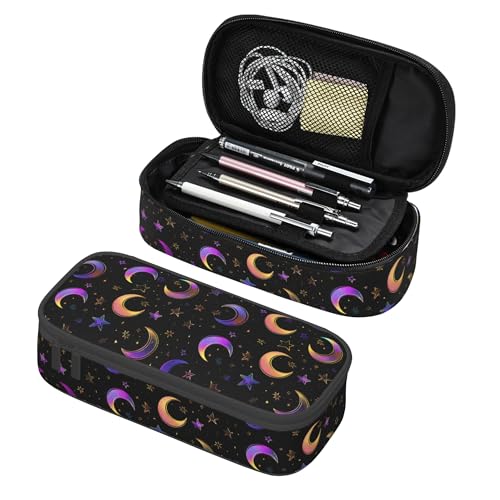 Yrebyou Moon Pencil Case Big Storage Pencil Pouch Multi-Functional Pen Bag Cute Lightweight Organizer for Aldult Office College - color: Purple