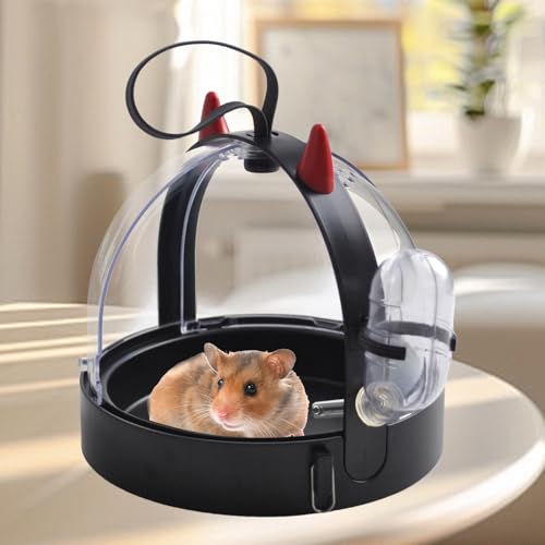 Portable Hamster Cage Travel Bag, High Permeability Hamster Travel Carrier with Water Bottle Small Pet Hamster Travel Carrier Cage for Hamster Gerbils Mice Guinea Pigs Sugar Glider(Black) - color: 【Black】