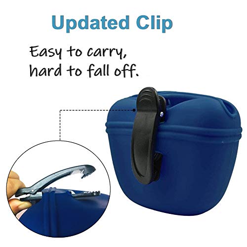 RoyalCare Silicone Dog Treat Pouch-Small Training Bag-Portable Dog Treat Bag for Leash with Magnetic Closure and Waist Clip[US Design Patent] - color: dark blue