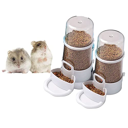 2 Packs Pet Feeder and Waterer, Self Dispensing Automatic Hamster Feeder, Food and Water Dispenser Set,Small Animal Dog Cat Pet Food Bowl, for Dogs Cats Pets Animals, 16x14cm, Blue (Clean) - color: Clean