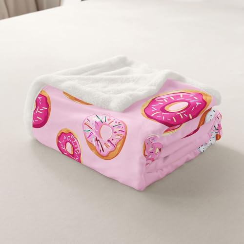 Feelyou Girls Donuts Blanket - Pink Chocolate Doughnut Throw for Couch, Bed, Sofa - Kawaii Food Sherpa Blanket - 30"x40" - color: Multi 3, size: Baby