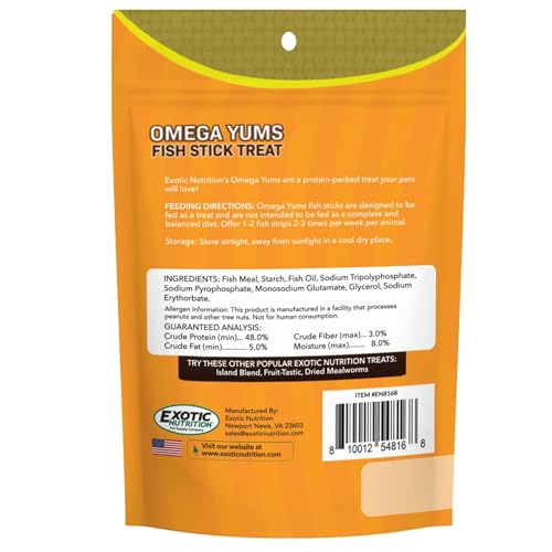 Exotic Nutrition Omega YUMS Fish Stick Treat for Sugar Gliders | All Natural & Made with Real Fish (2 oz) - size: 2 Ounce (Pack of 1)