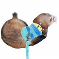 Adjustable Caterpillar Premium Plush Harness&Leaf Set – Soft Restriction-Free Vest for Ferrets,Guinea Pigs, Lizards, Rabbits,Squirrel, Kittens,Teacup Chihuahuas, Puppies|Safety Bell(Caterpillar-Blue) - color: Caterpillar-Blue