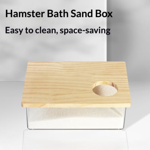 Clear Acrylic Hamster Sand Bath Box with Wood Lid Pet Sandbox (D Small) | Transparent pet shower box with wooden cover easy clean digging hideout space saving corner design for Syrian Hamster - style: D Small