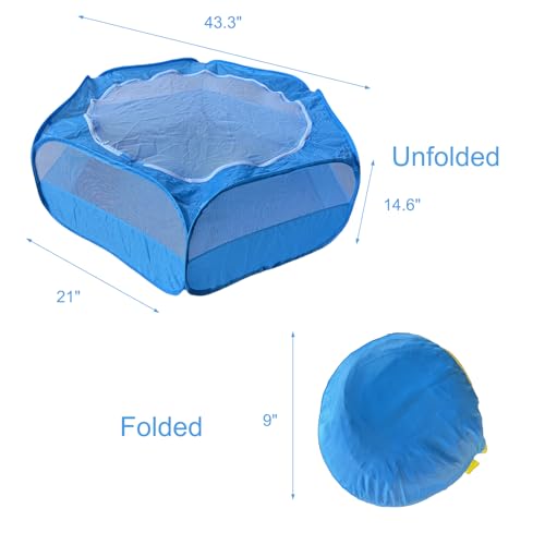 Small Animal Playpen with Zippered Mesh Cover - Portable Foldable Chicken Brooder Box, Indoor Outdoor Enclosure for Guinea Pigs, Bunny, Rabbits, Ferrets, Chinchillas, Kittens (Blue) - color: Blue